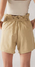 Urban Daizy Double Button Paper Bag Pleated Bermuda Shorts Beige Shorts - Women's (UDZ-PT-00015) – alternate view 3