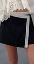 Urban Daizy Asymmetric Waistband Contrast Mini Skirt Black Skirt - Women's (UDZ-SK-00126)