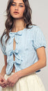 Urban Daizy Gingham Triple Bow Puff Sleeve Crop Top Pink Blouse - Women's (UDZ-TP-01033) – alternate view 24