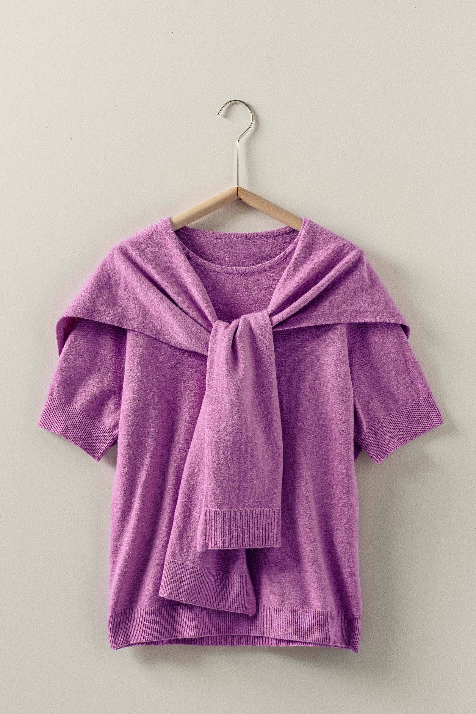 Faux Layered Tie-Front Knit Top