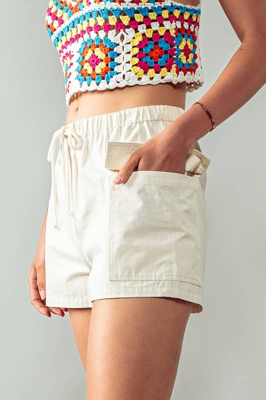 Urban Daizy Classic Matte Cargo Shorts Cream Shorts - Women's (UDZ-PT-00256) – alternate view 3