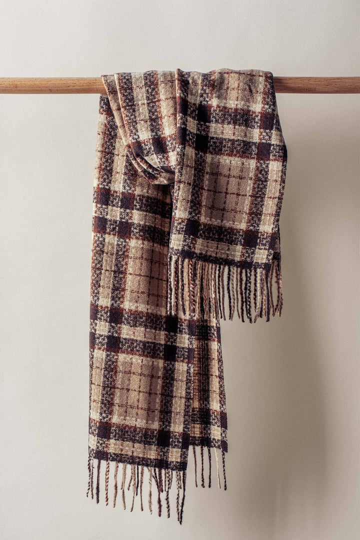 Soft Brushed Classic Plaid Fringe Scarf | wholesale scarf - women's | Urban Daizy