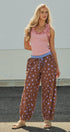 Retro Candy Pop Polka Dot Pants in BROWN BLUE - Women's Pants | Urban Daizy