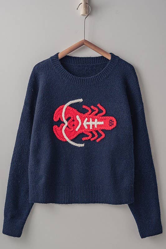 Urban Daizy Embroidered Red Lobster Nautical Statement Sweater Ivory Knit Sweater - Women's (UDZ-KN-00600) – alternate…