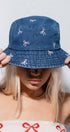 Urban Daizy Embroidered Mini Bow Coquette Denim Bucket Hat Black Bucket Hat - Women's (UDZ-AC-00114) – alternate view 2