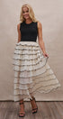 Tiered Ruffle Maxi Dress with Contrast Trim in BLACK - Women's Cocktail Dresses | Urban Daizy