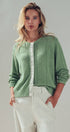 Urban Daizy Pointelle Knit Cardigan Lace Trim Button Down Green Cardigan - Women's (UDZ-KN-01051) – alternate view 8