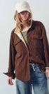 Urban Daizy Plaid Flannel-Lined Corduroy Shacket Taupe Shirt Jacket/Shacket - Women's (UDZ-KN-00150) – alternate view 30
