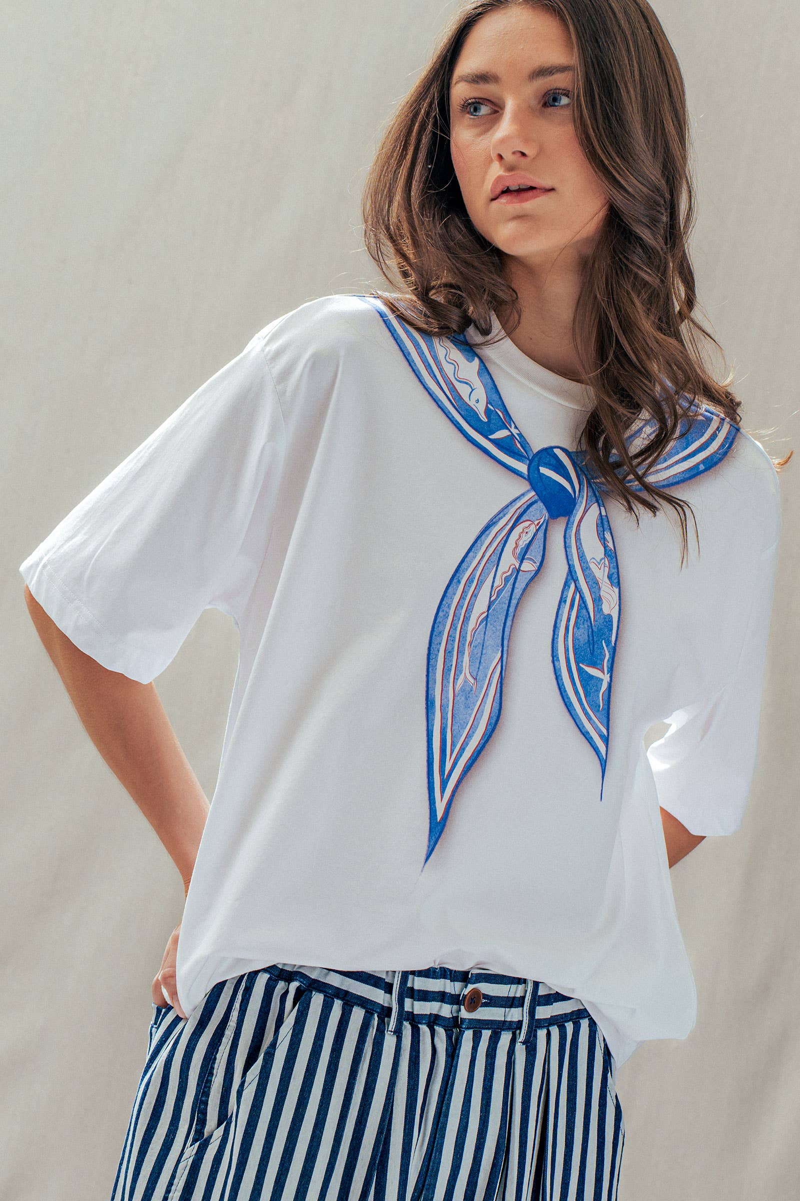 Nautical Stripe Printed Bandana Tee