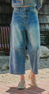 Vintage Wash Cropped Wide-Leg Jeans in DENIM - Women's Casual Pants | Urban Daizy