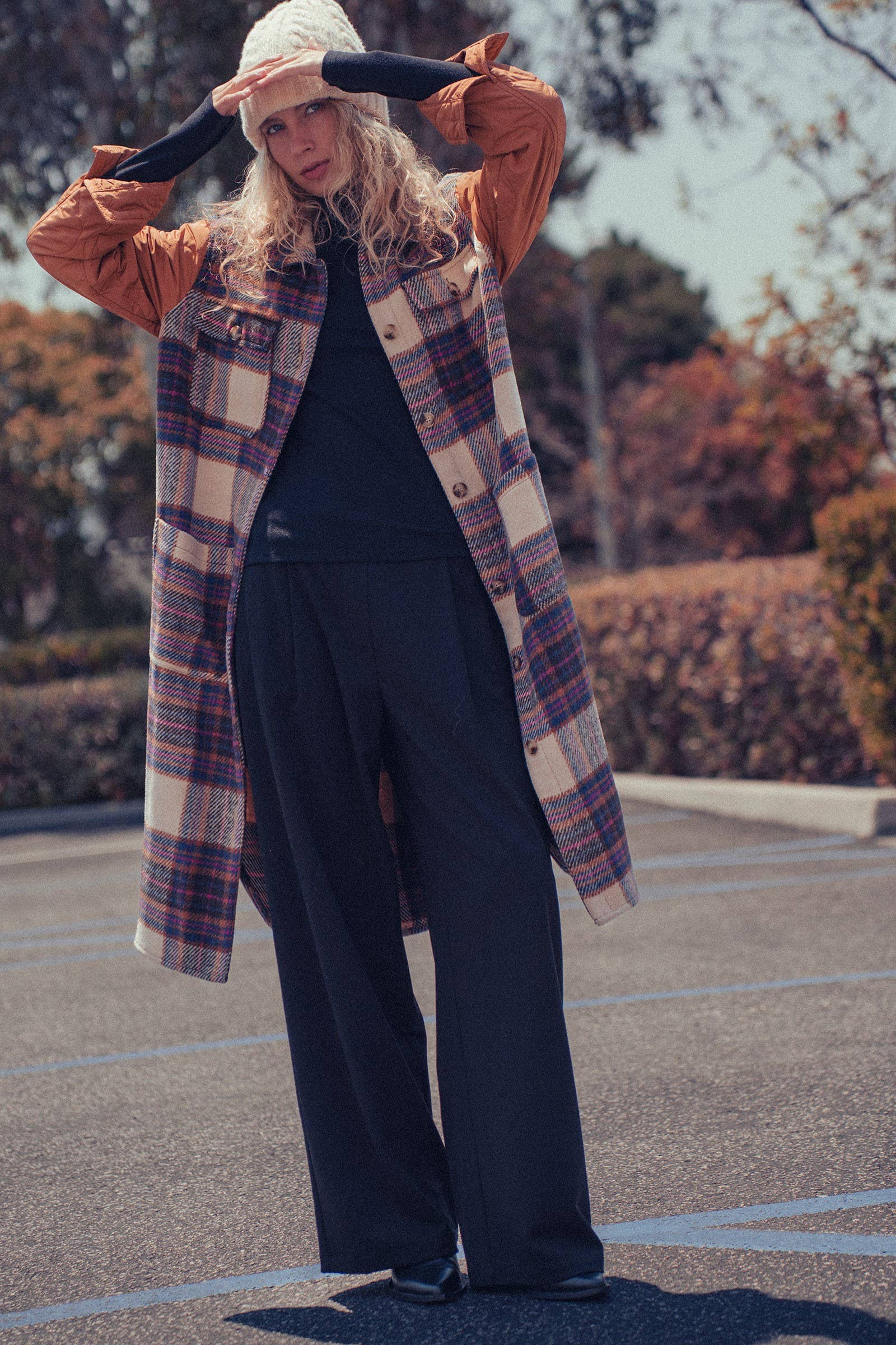 Plaid Patchwork Longline Coat