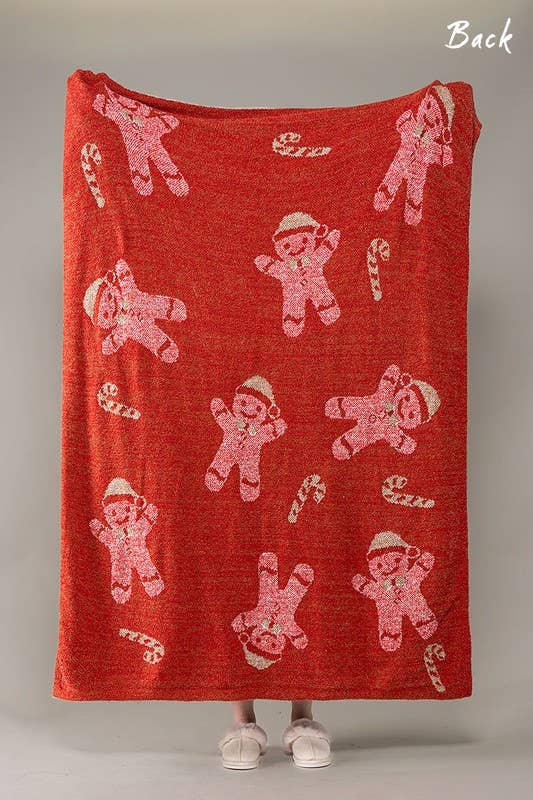 Urban Daizy Festive Gingerbread Man Plush Holiday Blanket Multi Throw Blanket (UDZ-AC-00131) – alternate view 2
