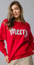 Urban Daizy Merry Embroidered Crewneck Sweater Ivory Knit Sweater - Women's (UDZ-KN-00488) – alternate view 18