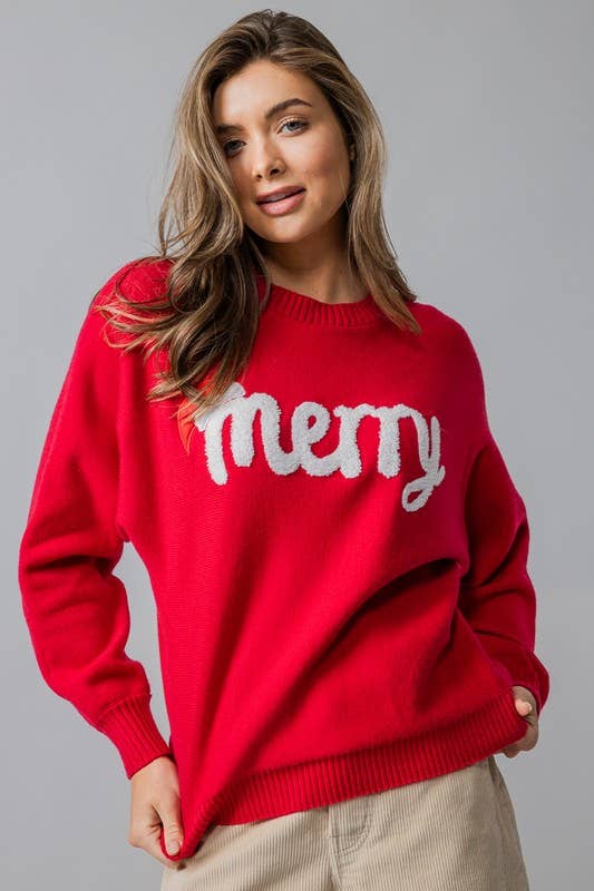 Urban Daizy Merry Embroidered Crewneck Sweater Ivory Knit Sweater - Women's (UDZ-KN-00488) – alternate view 18