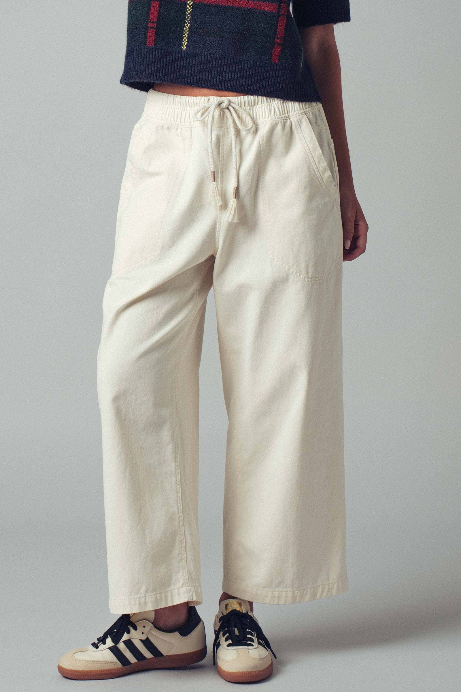 Light Blue Wide-Leg Cropped Pants