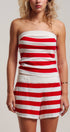 Urban Daizy Retro Striped Knit Bandeau & Shorts Co-ord Set Ivory-Navy Lounge Set - Women's (UDST0149-Ivory-Navy) – alternate view 3