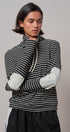Striped Cowl Neck Drawstring Pullover Sweatshirt in BLACK - Women's Sweatshirts & Hoodies | Urban Daizy