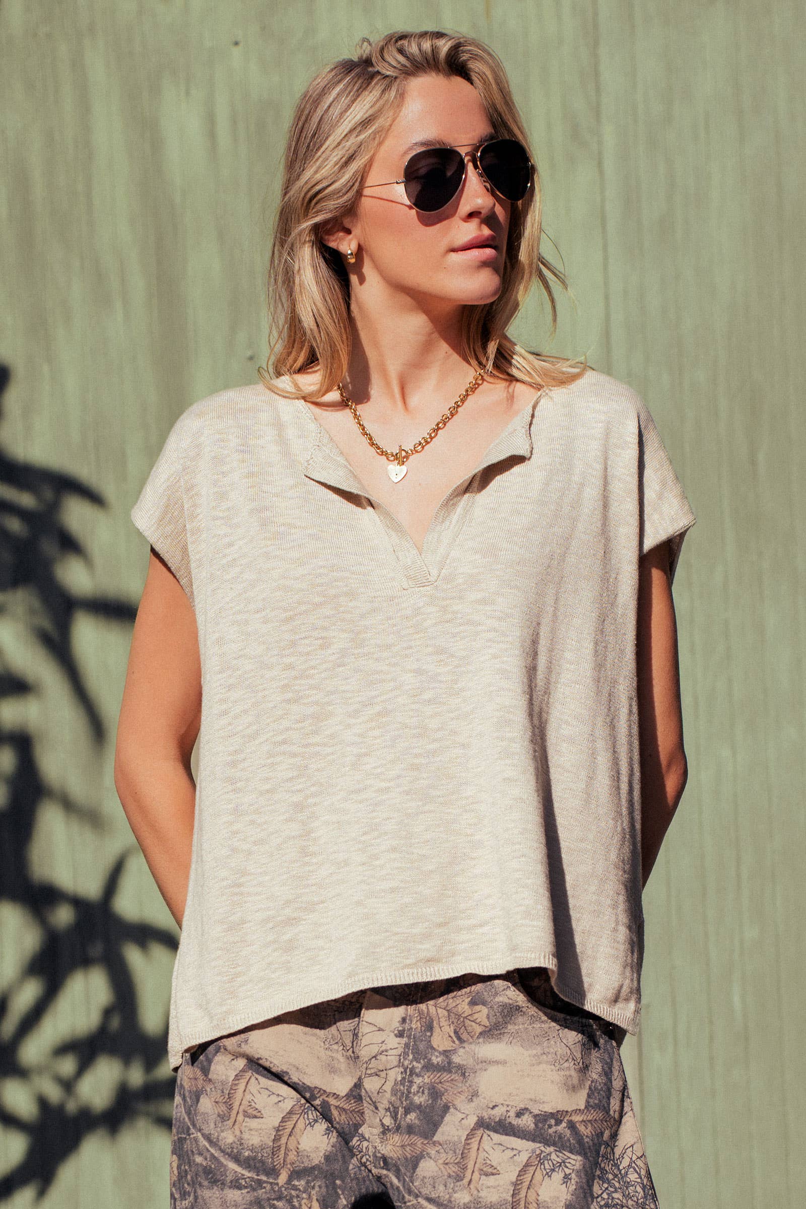 Urban Daizy Split Neck Cap Sleeve Cotton Blend Top Teal Blouse - Women's (UDZ-TP-01049) – alternate view 24