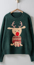 Rudolph Crewneck Knit Sweater in H GREEN - Women's Sweaters | Urban Daizy