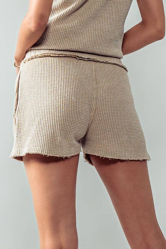 Urban Daizy Vintage Waffle Knit Drawstring Shorts Black Shorts - Women's (UDZ-PT-00019) – alternate view 5