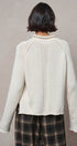 Striped Mock Neck Sweater with Rolled Neckline in IVORY - Women's Sweaters | Urban Daizy