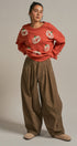 Pumpkin Embroidered Crew Neck Sweater in RUST - Women's Sweaters | Urban Daizy