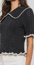 Urban Daizy Crochet Knit Ruffled Top Black Knit Top - Women's (UDZ-TP-00721) – alternate view 17