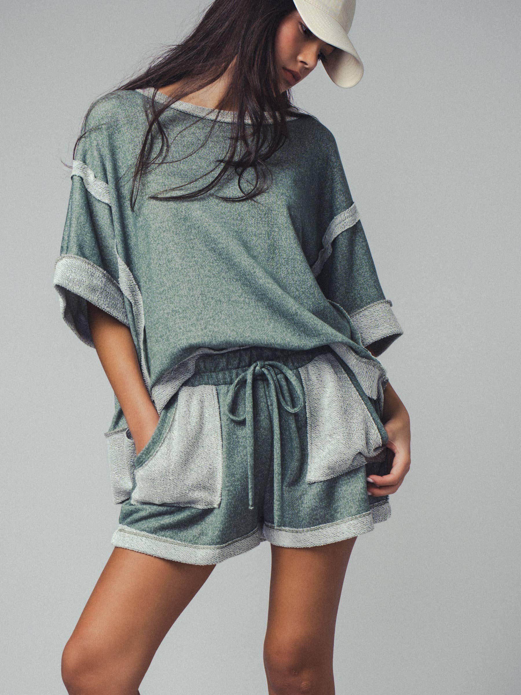 Urban Daizy Garner Cozy Reverse Stitch Colorblock Short Black Lounge Shorts - Women's (UDZ-PT-00209) – alternate view 16