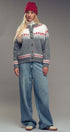 Nordic Pattern Wool Blend Toggle Cardigan