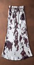 Urban Daizy Cowhide Print Satin Drawstring Midi Skirt Animal-Print Skirt - Women's (UDSK0074)