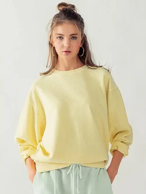 Urban Daizy Oversized Vintage Wash Ribbed Cotton Sweater Charcoal Sweatshirt - Women's (UDZ-KN-00544) – alternate view 21