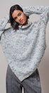 Chunky Knit Mock Neck Oversized Poncho Sweater in BLUE - Women's Sweaters | Urban Daizy