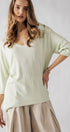 Urban Daizy Relaxed Fit V Neck Three Quarter Sleeve Tunic Top Green Tunic - Women's (UDZ-TP-00030)
