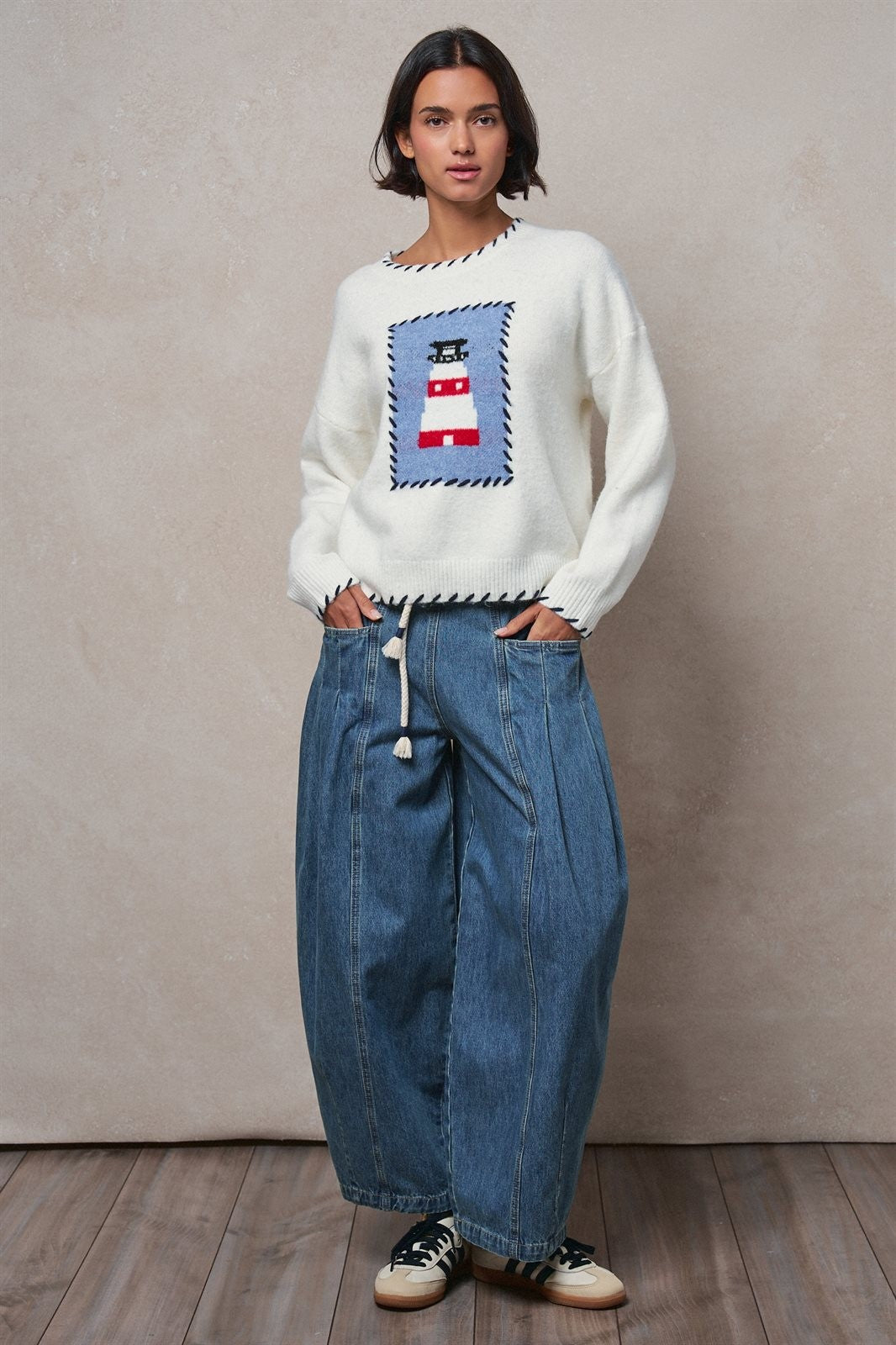 Lighthouse Knit Sweater in IVORY - Women's Sweaters | Urban Daizy