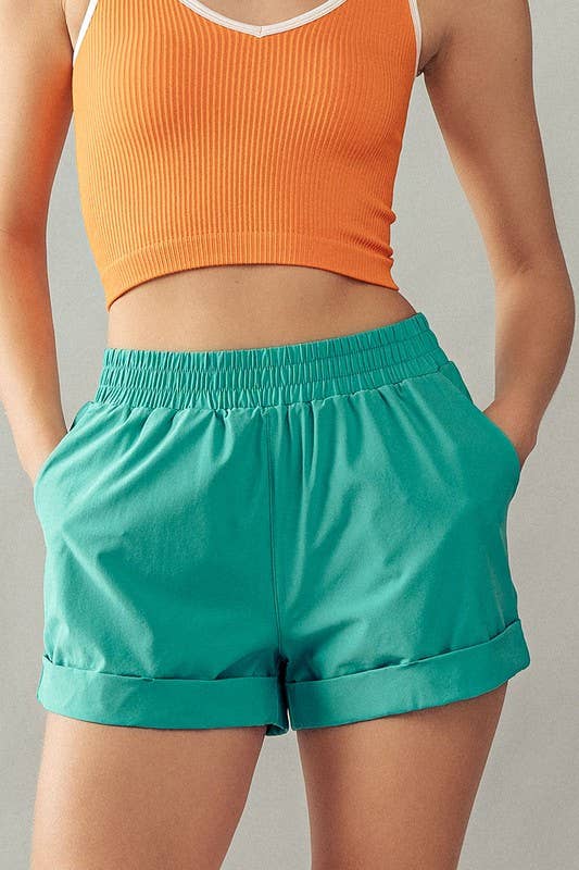 Urban Daizy Elastic Waist Rolled Hem Casual Shorts Black Shorts - Women's (UDZ-PT-00180) – alternate view 4