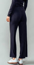 Urban Daizy Soft Ribbed Lettuce Hem Wide Leg Lounge Pants Black Pants - Women's (UDZ-PT-00262) – alternate view 6