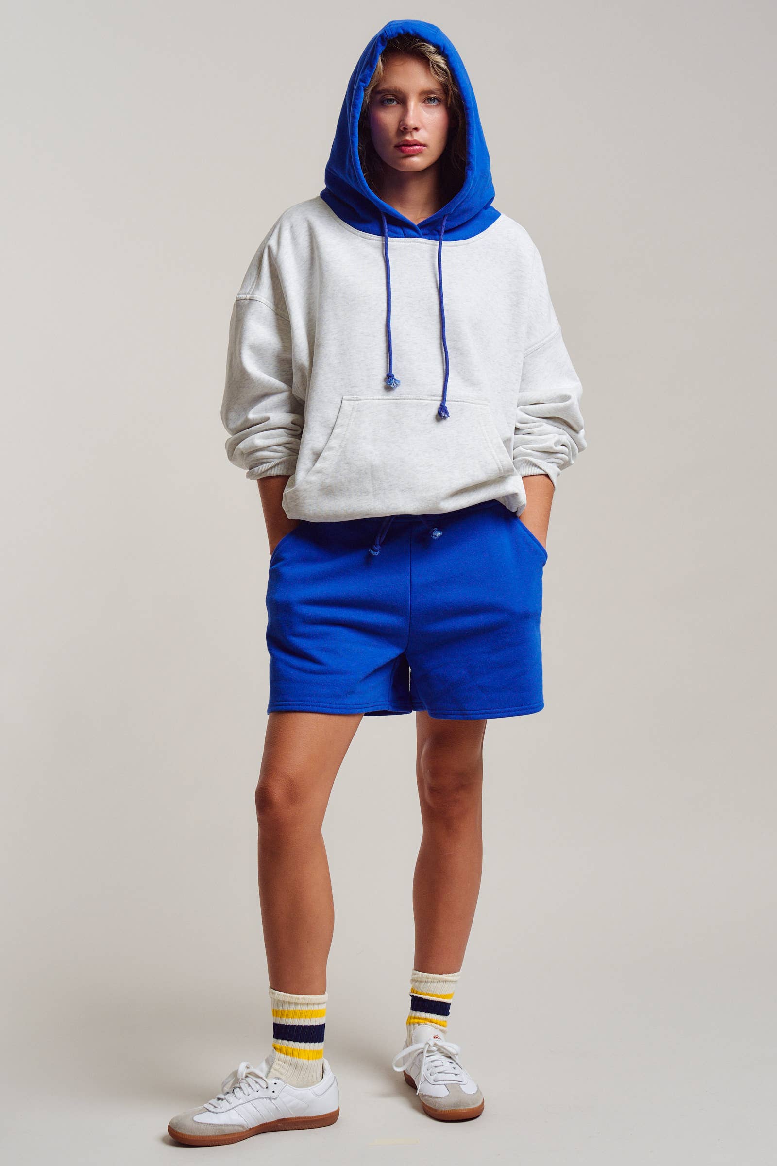 Drawstring Sweat Shorts Side Slit