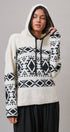 Nordic Fair Isle Hooded Sweater Wool Blend in IVORY BLACK - Women's Sweaters | Urban Daizy