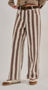 Striped Cropped Wide Leg Denim Pants