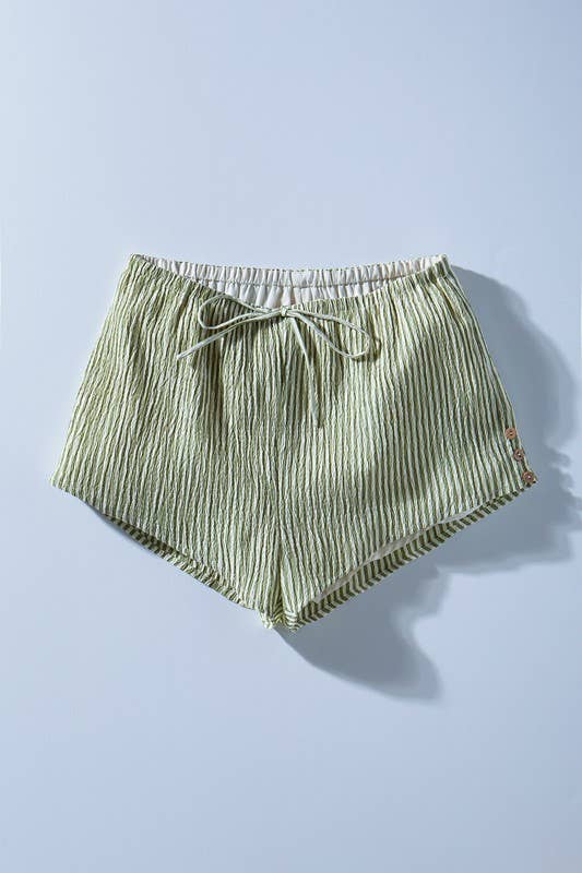 Urban Daizy Crinkle Stripe Shorts Lemon Shorts - Women's (UDZ-PT-00471) – alternate view 3