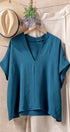 Urban Daizy Relaxed V-Neck Top with Folded Sleeves Ivory Blouse - Women's (UDZ-TP-00570) – alternate view 11