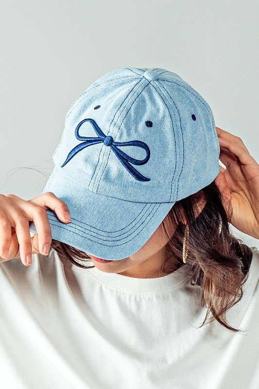 Embroidered Bow Detail Relaxed Baseball Cap