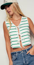 Urban Daizy Striped Tie-Front Cropped Knit Top Black White Knit Top - Women's (UDZ-TP-00750) – alternate view 18