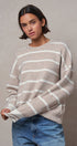 Cloud Nine Fuzzy Stripe Sweater in IVORY BEIGE - Women's Sweaters | Urban Daizy