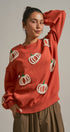 Pumpkin Embroidered Crew Neck Sweater in RUST - Women's Sweaters | Urban Daizy