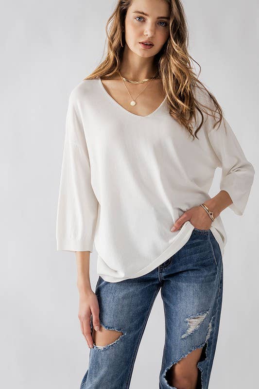 Urban Daizy Relaxed Fit V Neck Three Quarter Sleeve Tunic Top Green Tunic - Women's (UDZ-TP-00030) – alternate view 9