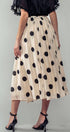 Urban Daizy Polka Dot Elastic Waist Midi Skirt Cream Skirt - Women's (UDZ-SK-00099) – alternate view 9