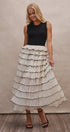 Tiered Ruffle Maxi Dress with Contrast Trim in BLACK - Women's Cocktail Dresses | Urban Daizy