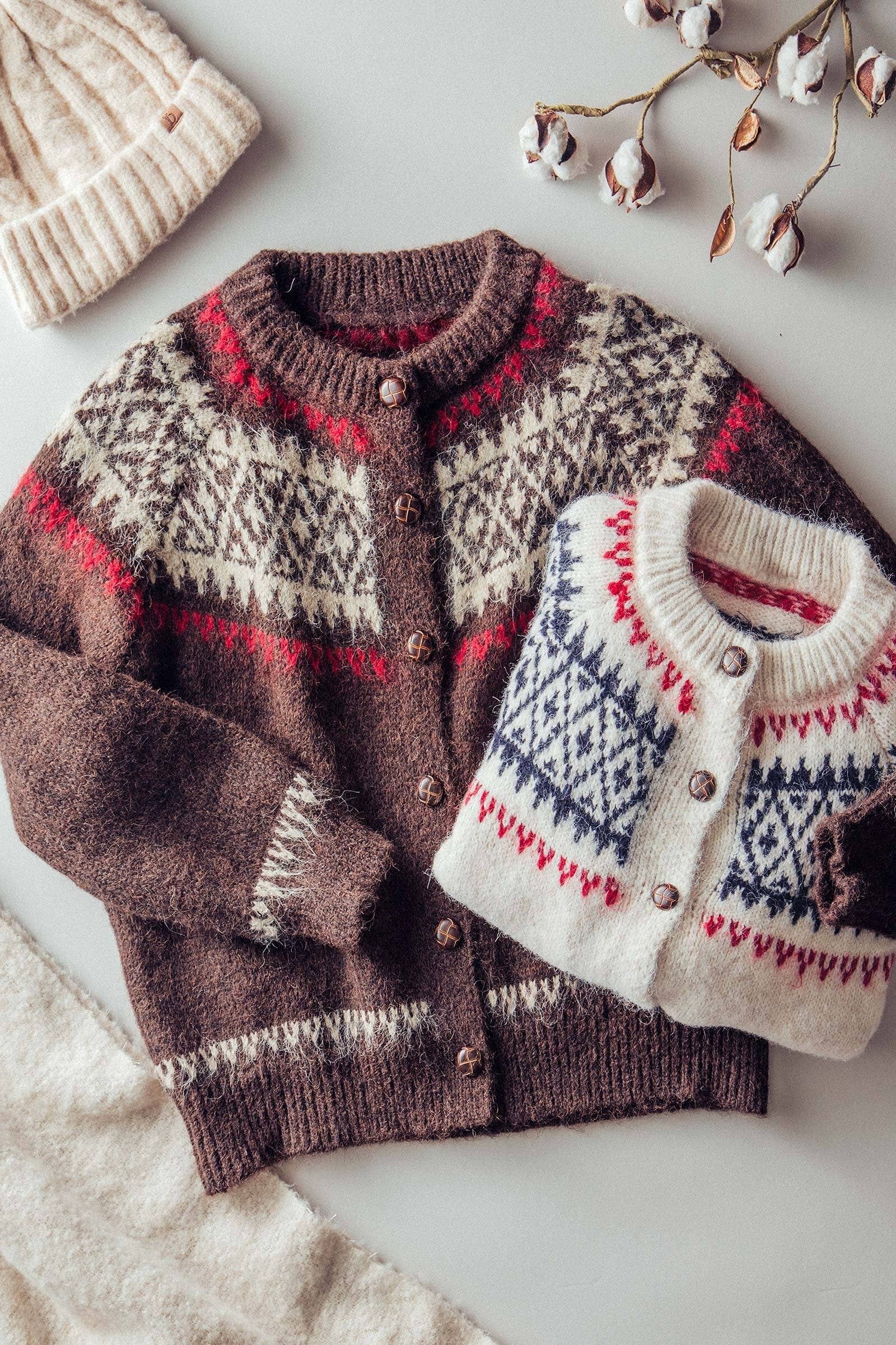 Urban Daizy Fair Isle Nordic Toggle Knit Cardigan Ivory Cardigan - Women's (UDZ-PT-00355) – alternate view 2