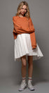 Urban Daizy Pleated Skirt Layered Statement Sweater Dress Rust Dress - Women's (UDZ-DR-00306) – alternate view 13